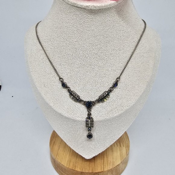 Peter Lang Rhinestone Art Deco Choker Silver Tone Necklace - Picture 8 of 12